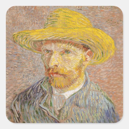 Sticker Carré Vincent Van Gogh Auto-portrait peinture impression (Devant)