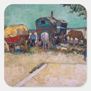 Sticker Carré Vincent van Gogh - Caravanes, campement de gitans