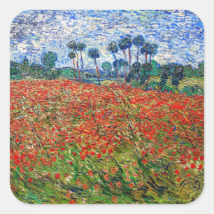 Sticker Carré Vincent van Gogh - Champ de coquelicots