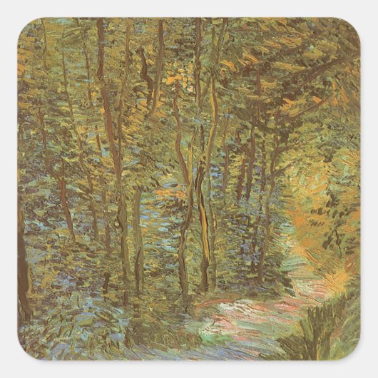 Sticker Carré Vincent van Gogh - Chemin dans les bois (Devant)