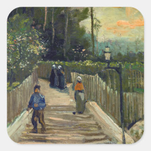 Sticker Carré Vincent van Gogh - Chemin en pente à Montmartre