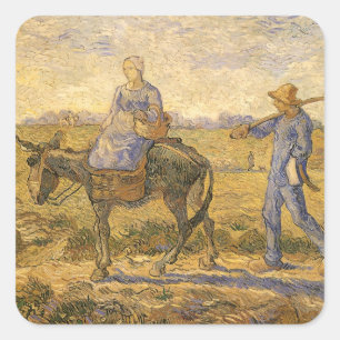Sticker Carré Vincent van Gogh - Couple de paysans allant au tra