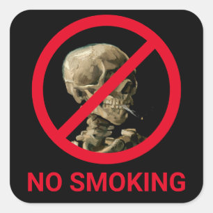 Sticker Carré Vincent van Gogh - Crâne avec cigarette allumée