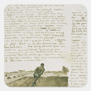 Sticker Carré Vincent van Gogh   Homme tirant une corde