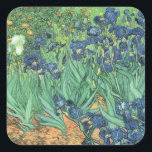 Sticker Carré Vincent van Gogh | Irises, 1889<br><div class="desc">Irises,  1889 | par Vincent van Gogh | Lieu de l'art : J. Paul Getty Museum,  Los Angeles,  USA | Artiste néerlandais | Numéro de collection d'images : BAL40070</div>