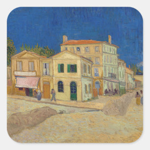 Sticker Carré Vincent van Gogh - La Maison Jaune / La Rue