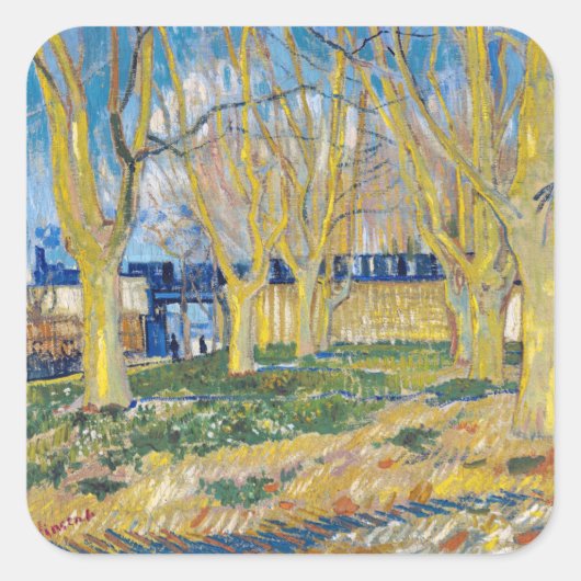 Sticker Carré Vincent van Gogh - Le Train Bleu (Devant)