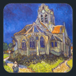 Sticker Carré Vincent van Gogh - L'église d'Auvers<br><div class="desc">L'église d'Auvers / l'Eglise à Auvers-sur-oise par Vincent Van Gogh en 1890</div>