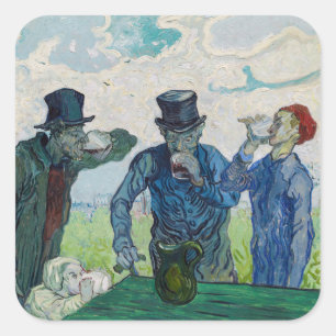 Sticker Carré Vincent van Gogh - Les Buveurs, d'après Daumier