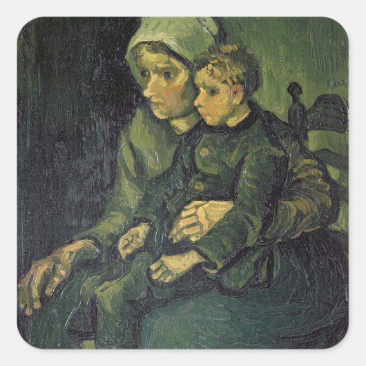 Sticker Carré Vincent van Gogh | Mère et Enfant, 1885 (Devant)