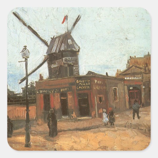 Sticker Carré Vincent van Gogh - Moulin de la Galette, Windmill (Devant)