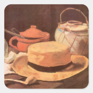 Sticker Carré Vincent van Gogh - Nature morte avec chapeau de pa