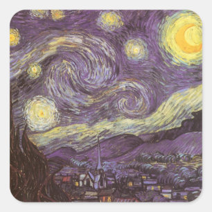 Sticker Carré Vincent van Gogh - Nuit étoilée