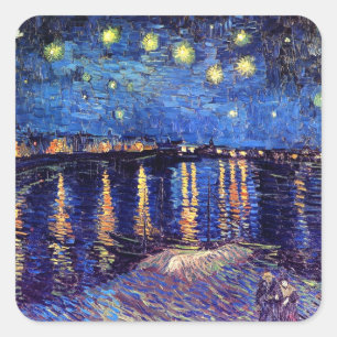 Sticker Carré Vincent Van Gogh - Nuit étoilée Sur Le Rhône