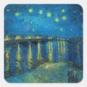Sticker Carré Vincent Van Gogh Nuit étoilée sur le Rhône