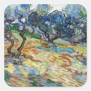 Sticker Carré Vincent van Gogh - Oliviers : Ciel bleu brillant