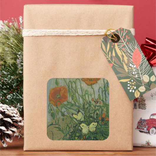 Sticker Carré Vincent van Gogh - Papillons et papillons (vacances)