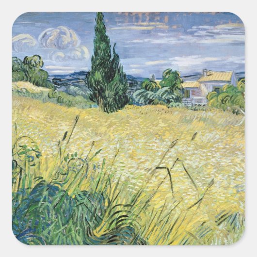 Sticker Carré Vincent van Gogh | Paysage avec maïs vert, 1889 (Devant)