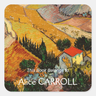 Sticker Carré Vincent van Gogh - Paysage, Maison et Laboureur