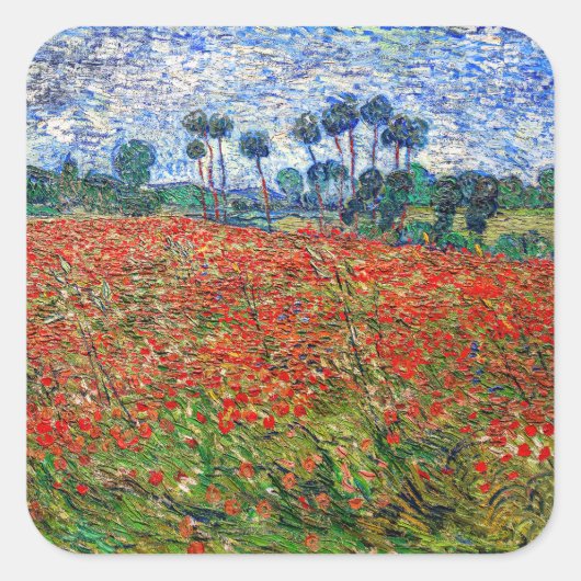 Sticker Carré Vincent van Gogh - Poppy Field (Devant)