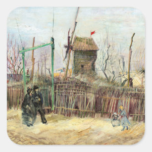 Sticker Carré Vincent van Gogh - Scène de rue à Montmartre