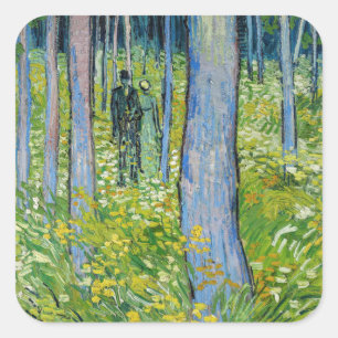 Sticker Carré Vincent van Gogh - Sous-bois avec deux personnages