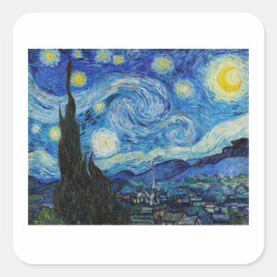 STICKER CARRÉ VINCENT VAN GOGH "STARRY NIGHT ENVELOPPE SEAL