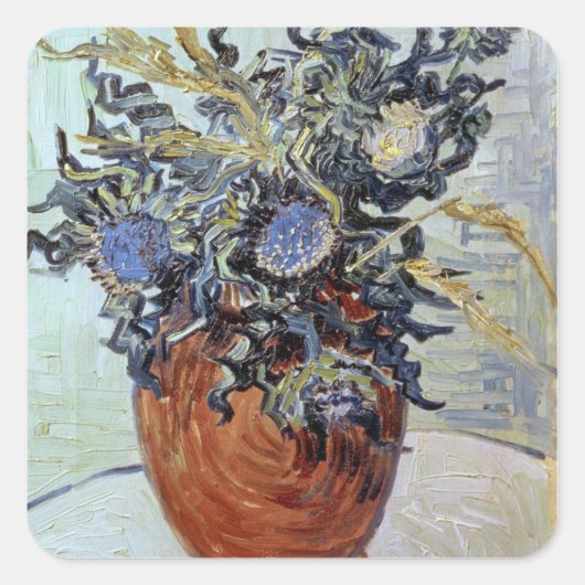 Sticker Carré Vincent van Gogh | Still Life with Thistles, 1890 (Devant)