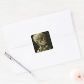 Sticker Carré Vincent Van Gogh Tête d'un squelette avec cigarett (Enveloppe)