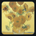 Sticker Carré Vincent van Gogh | Tournesols, 1888<br><div class="desc">Numéro de la collection d'images : BAL970 Sunflowers,  1888 (huile sur toile). Gogh,  Vincent van (1853-1890) huile sur toile. National Gallery,  Londres,  UK. 1888</div>