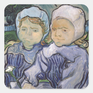 Sticker Carré Vincent van Gogh Two Little Girls, 1890