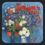 Sticker Carré Vincent van Gogh - Vase avec Cornflowers & Poppies<br><div class="desc">Vase avec des fleurs de Cornouailles et des pavots - Vincent van Gogh,  Huile sur toile,  1887,  Paris</div>
