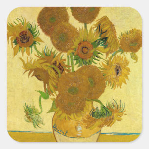 Sticker Carré Vincent van Gogh - Vase avec quinze tournesols