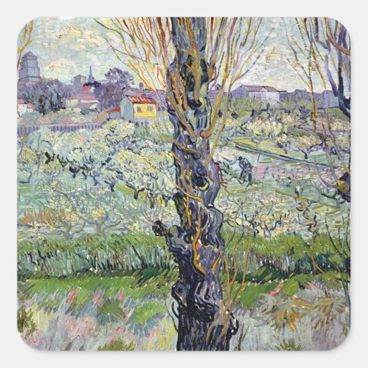 Sticker Carré Vincent van Gogh | Vue d'Arles, 1889 (Devant)