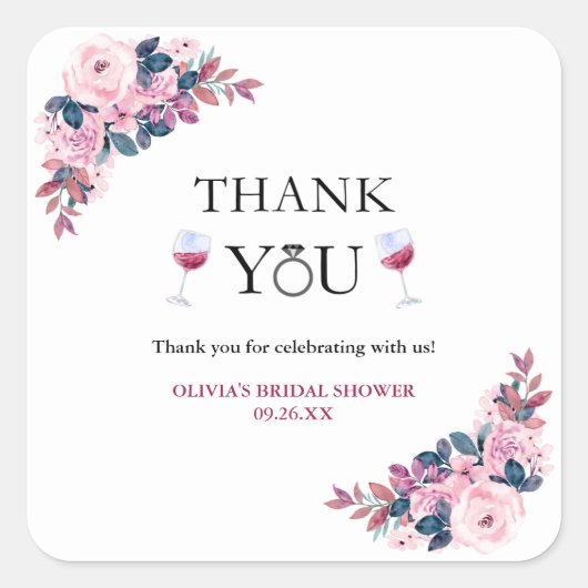 Sticker Carré Vino Before Vows Merci Baby Shower  (Devant)