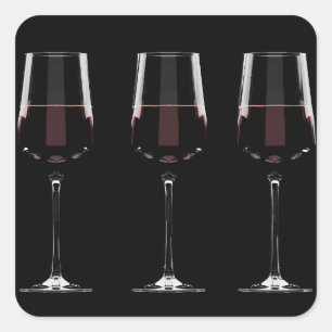 Sticker Carré Vins avec vin rouge sur noir