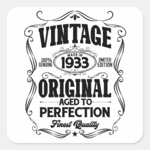 Sticker Carré Vintage 1933 vieilli à la perfection