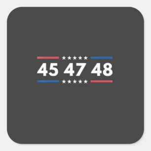 Sticker Carré Vintage 45 47 48 Trump 2024 États-Unis Président d