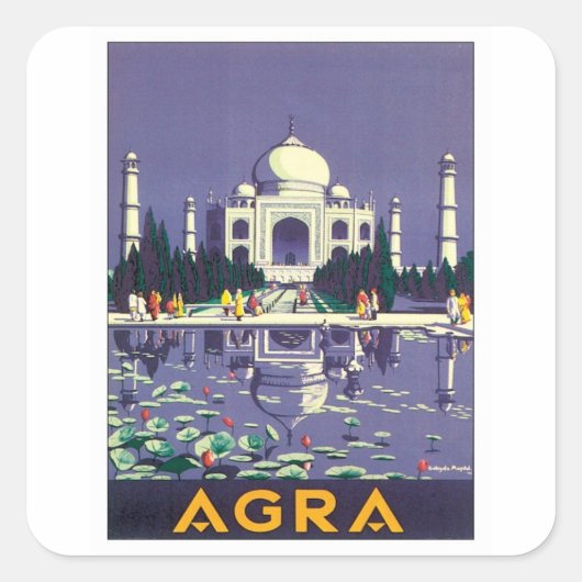 Sticker Carré Vintage Agra Taj Mahal Inde (Devant)