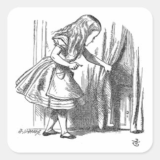 Sticker Carré Vintage Alice au pays des merveilles à la recherch