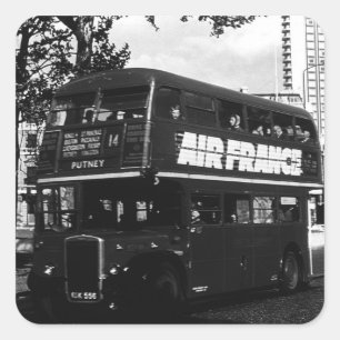 Sticker Carré Vintage Angleterre Londres bus à deux étages 1970