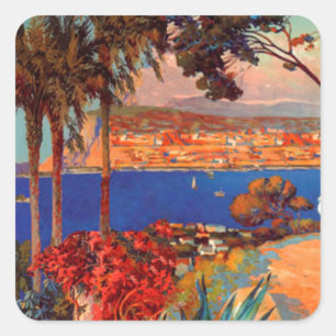 Sticker Carré Vintage Antibes Côte d'Azur