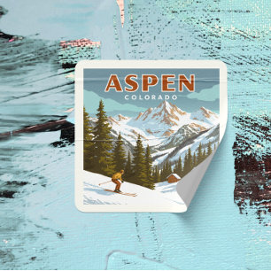 Sticker Carré Vintage Aspen Colorado