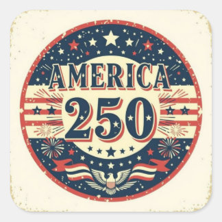 Sticker Carré Vintage Bald eagle America 250th artwork