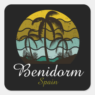 Sticker Carré Vintage Benidorm Espagne Vacances d'été