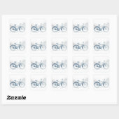 Sticker Carré Vintage Bicycle Art in White & Blue (Feuille)