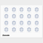 Sticker Carré Vintage Blue Elegant Wedding Monogram Crest (Feuille)