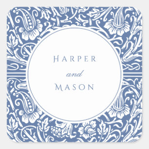 Sticker Carré Vintage Blue William Morris Mariage