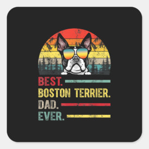 Sticker Carré Vintage Boston Terrier Amoureux des chiens Fêtes d