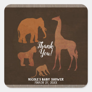 Sticker Carré Vintage Brown Safari Jungle Zoo Favoriser